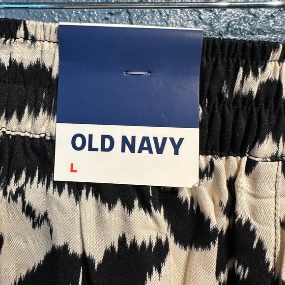 NWT Old Navy Size Large Animal Print Trouser Pants Palazzo Pants Black White - Picture 10 of 10